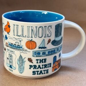 Starbucks 2023 Illinois Been There Series Blue and Orange Coffee Mug. 14 fl oz
